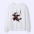 Trendy Samurai Cat Sweatshirt for Daily Wear