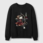 Kyoto-Lion Kyudo Samurai Cat Waffle Sweatshirt