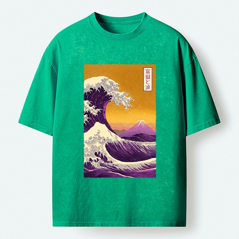 Kyoto-Lion Raging Waves Washed T-Shirt