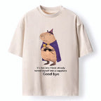 Kyoto-Lion Funny Wizard Capybara Washed T-Shirt