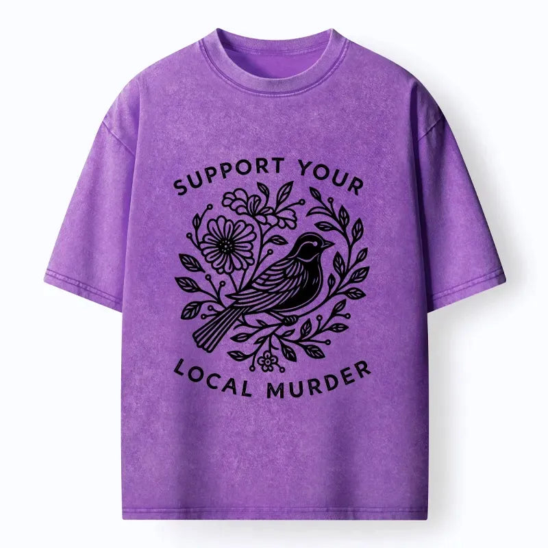 Premium washed floral bird tee