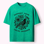 Premium washed floral bird tee