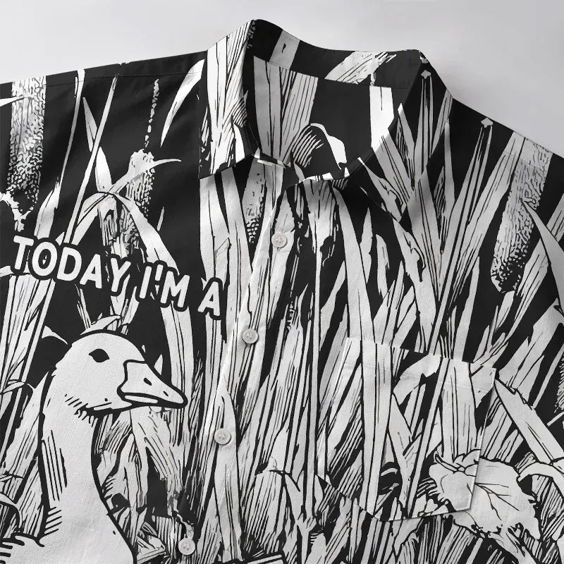 Kyoto-Lion Serious Goose Button-up Shirt