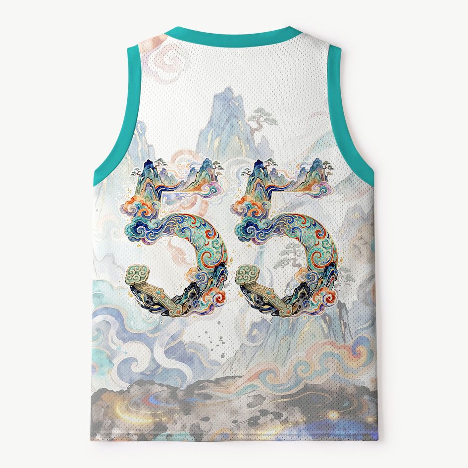 Kyoto-Lion Traditional Cloud Mountain Hare Graphic Mesh Tank Top