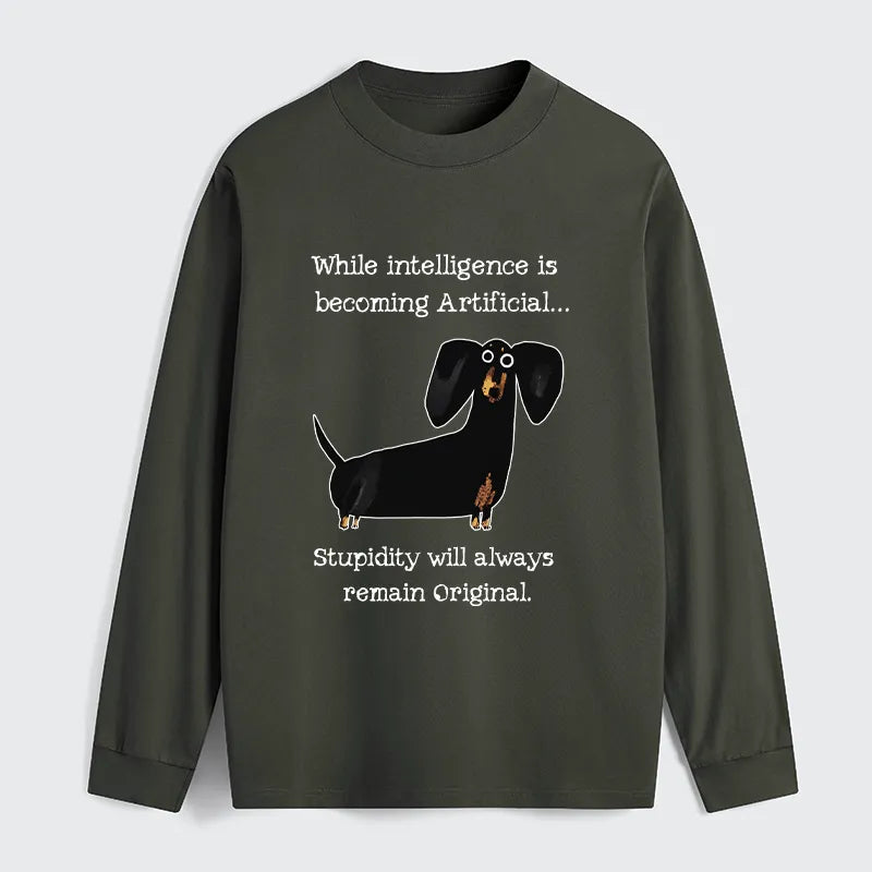 Kyoto-Lion Dachshund Real Humor Funny Meme Classic Long Sleeve T-Shirt