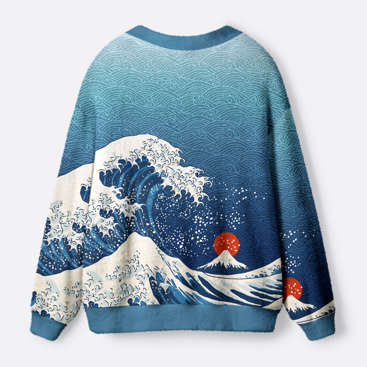 Kyoto-Lion The Great Wave Off Fuji Ugly Cardigan Sweater