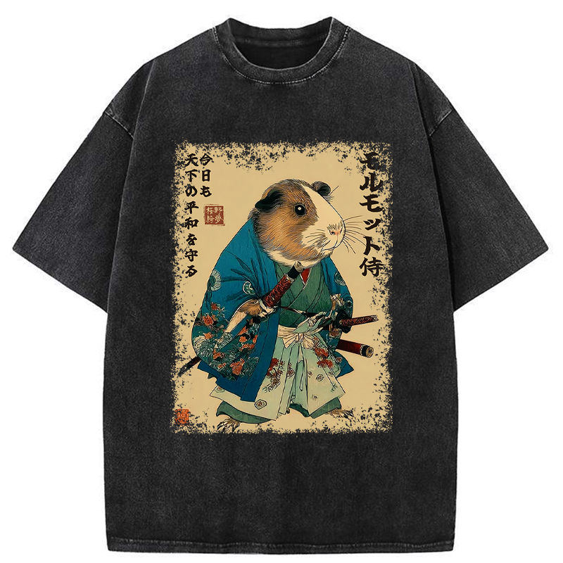 Kyoto-Lion Peacekeeper Guinea Samurai Washed T-Shirt