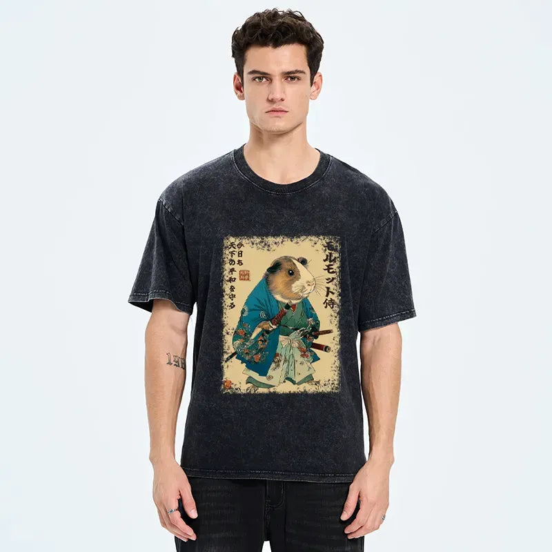 Japanese Samurai Washed T-Shirt Free Shipping