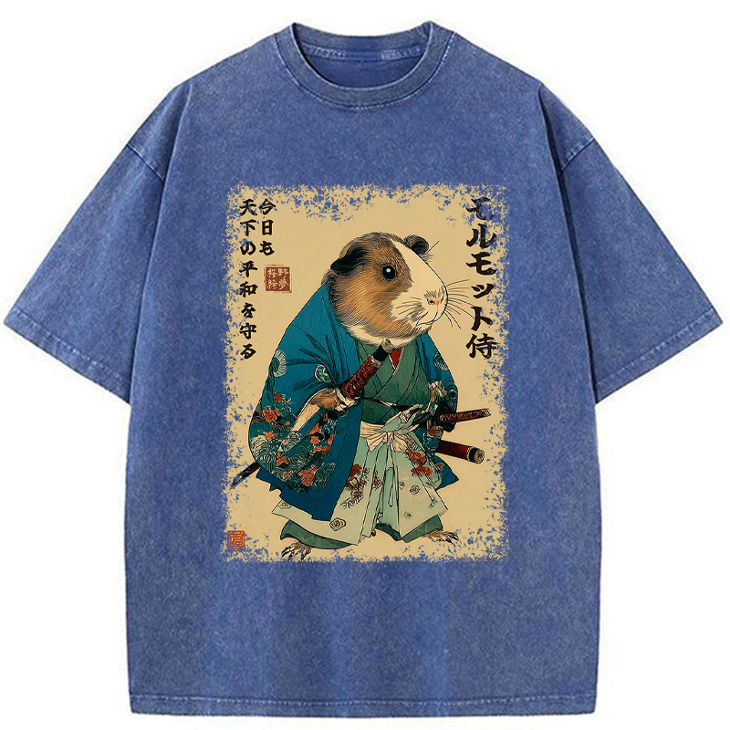 Japanese Samurai Washed T-Shirt Free Shipping