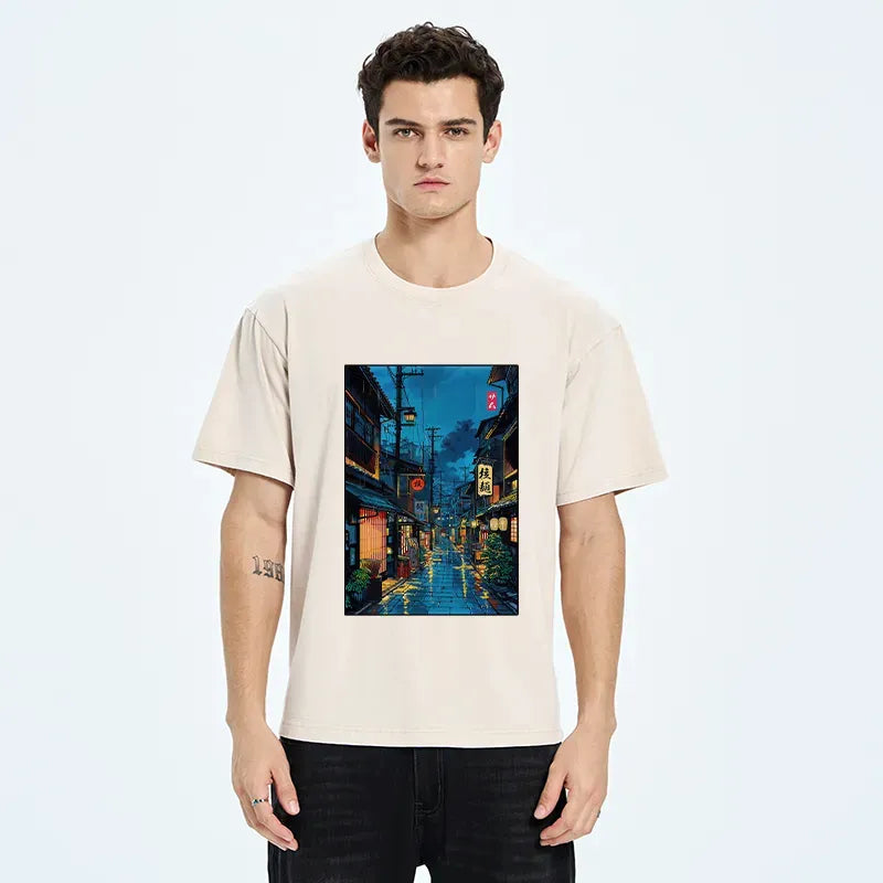 Japanese Teahouse Street Scene Washed T-Shirt
