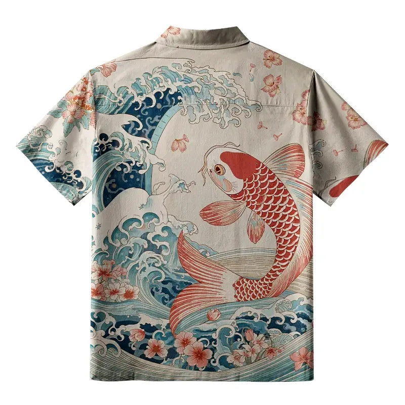 Traditional Ukiyo-e Aloha Shirt for Summer
