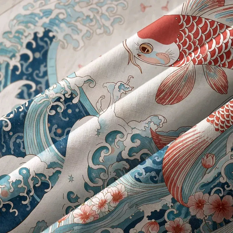 Kyoto-Lion Koi With Sakura Waves Aloha Hawaiian Shirt