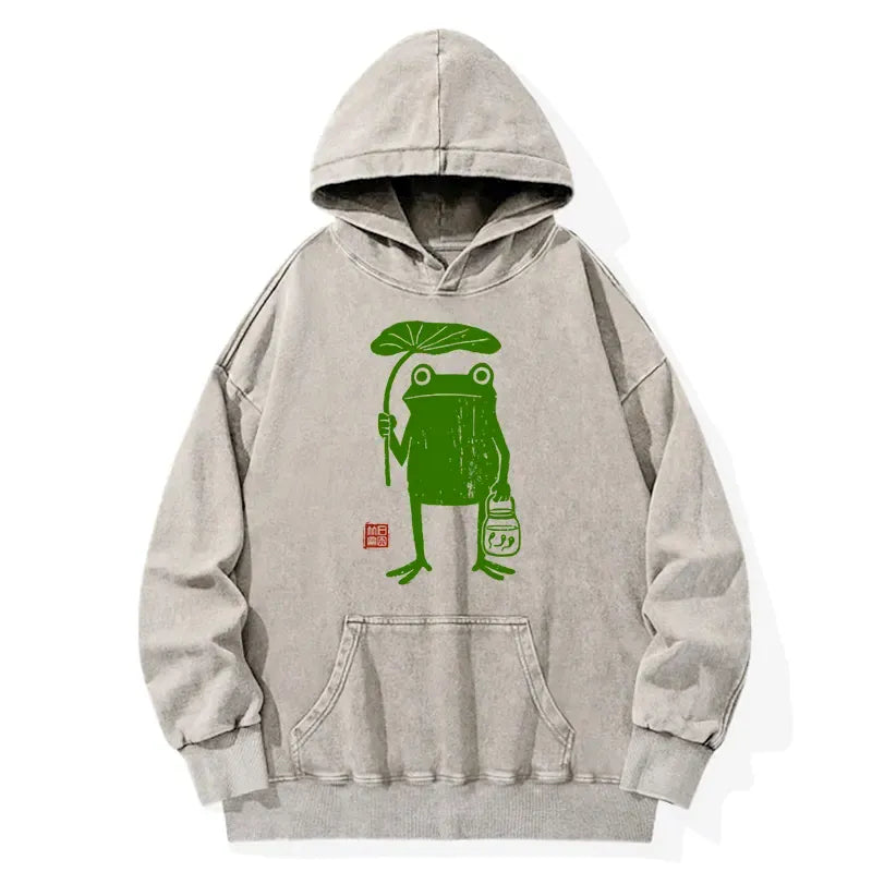 Kyoto-Lion Frogs Taking Shelter From Washed Hoodie