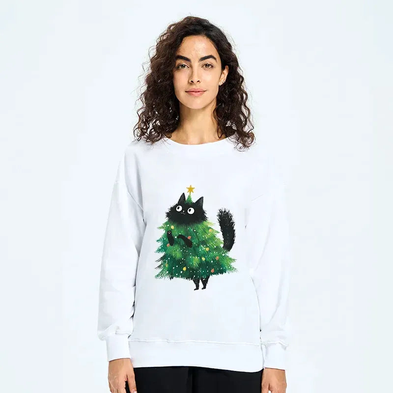Christmas tree cat Japan sweatshirt free shipping