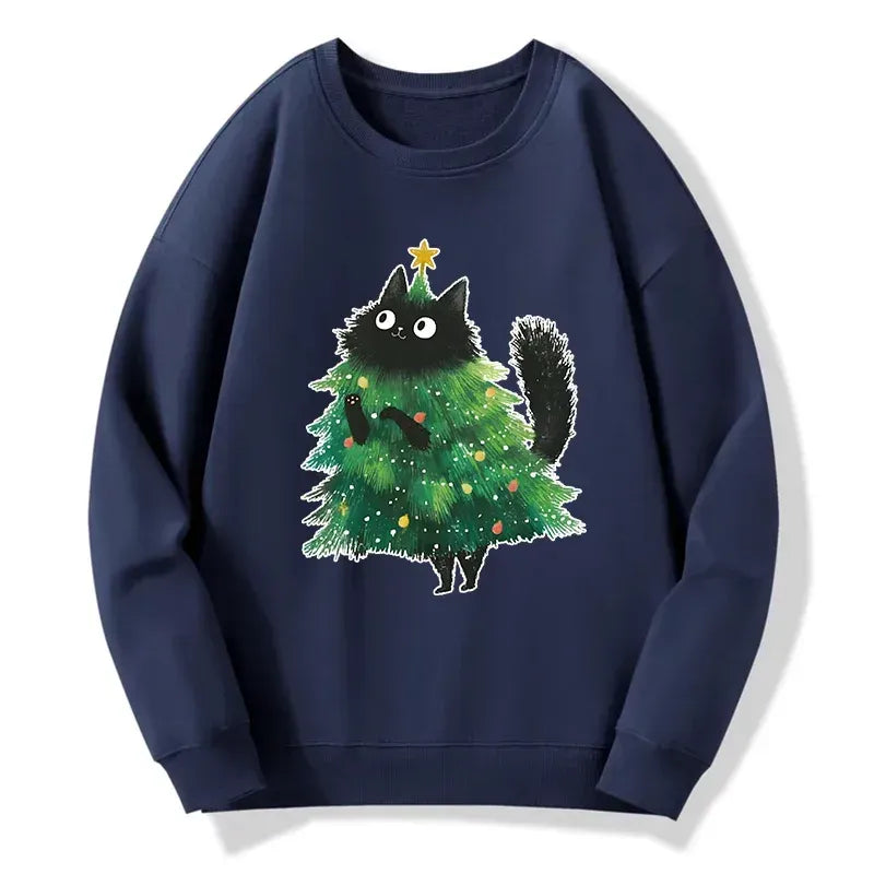 Kyoto-Lion Christmas Tree Cat Japan Classic Sweatshirt