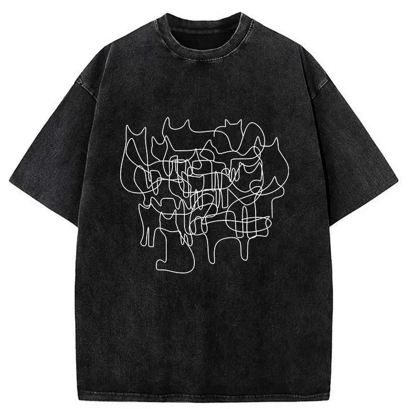kyoto-lion minimalist cat washed t-shirt