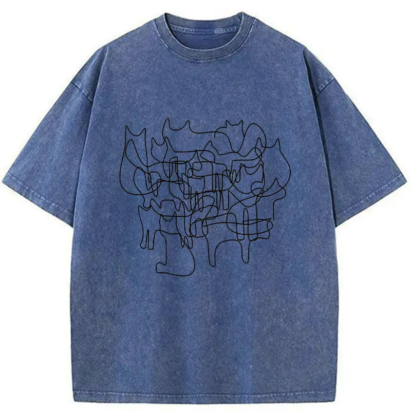 kyoto-lion minimalist cat washed t-shirt