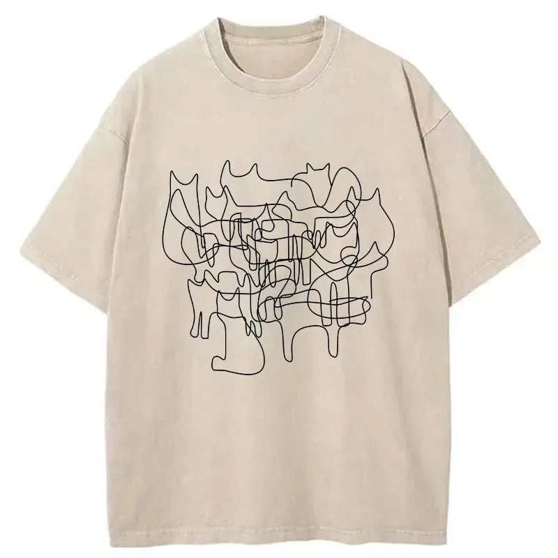 kyoto-lion minimalist cat washed t-shirt