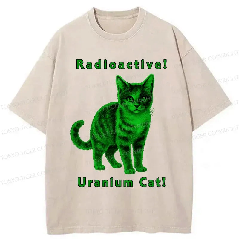 Kyoto-Lion Green Pollution Cat Washed T-Shirt