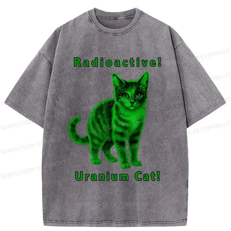 Kyoto-Lion Green Pollution Cat Washed T-Shirt