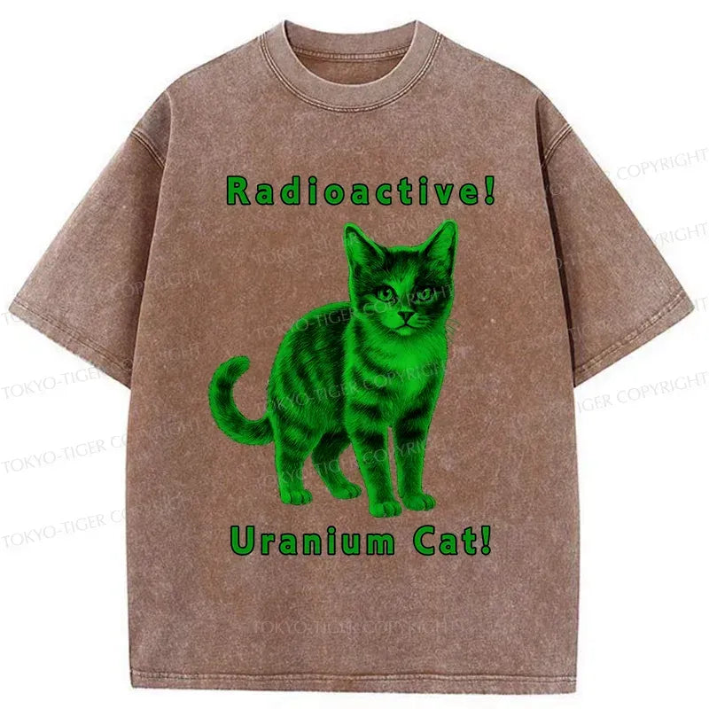Kyoto-Lion Green Pollution Cat Washed T-Shirt