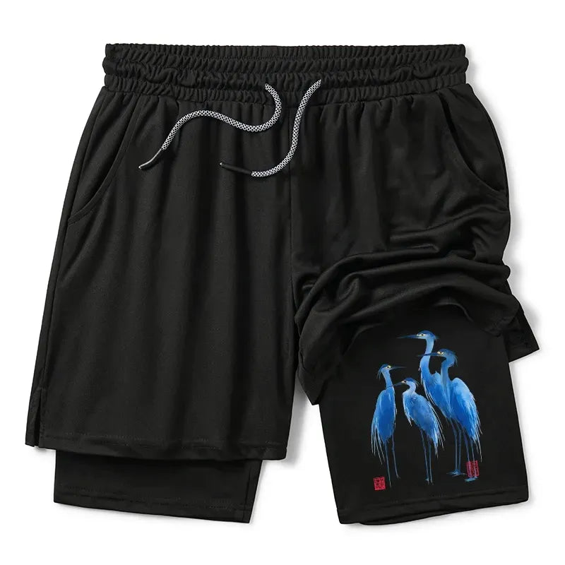 Japanese Vintage Great Blue Herons Training Shorts