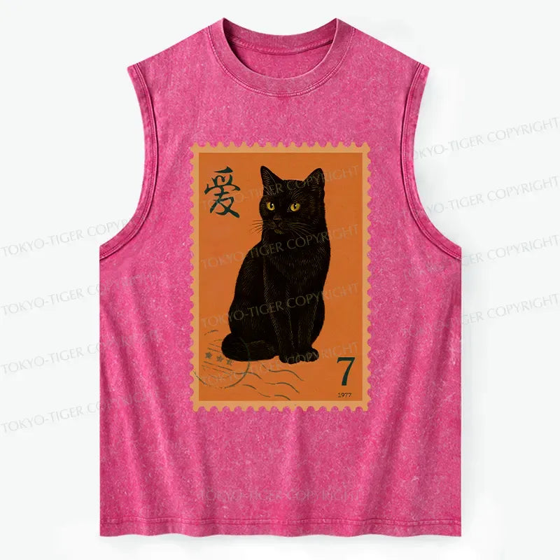 Kyoto-Lion Cat Stamp Washed Tank