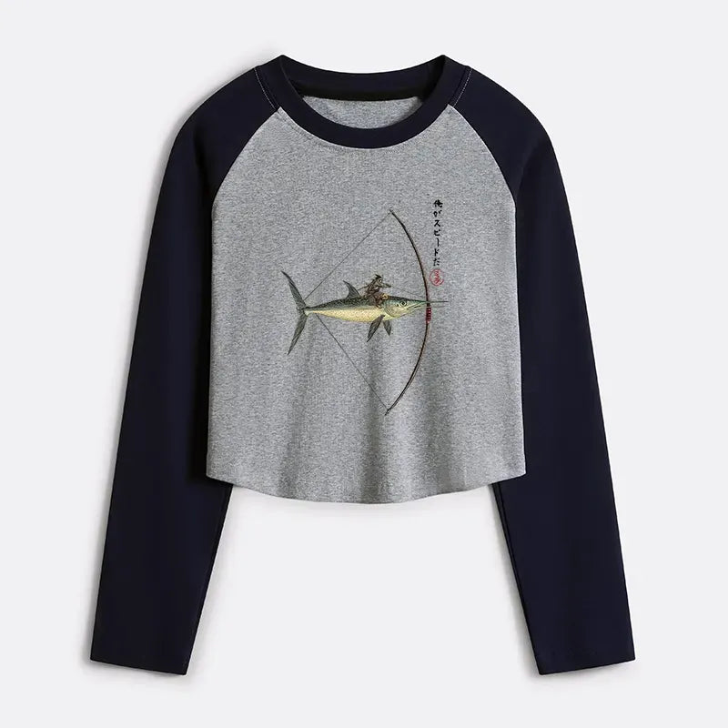 Kyoto-Lion I Am Speed Women's Crop Raglan T-Shirt