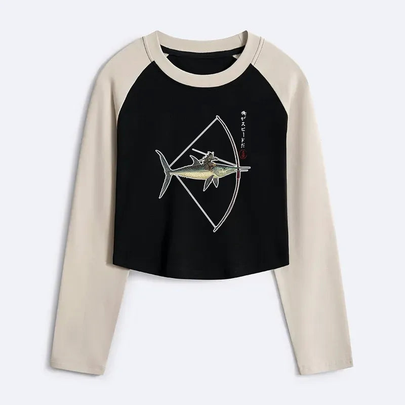 Kyoto-Lion I Am Speed Women's Crop Raglan T-Shirt