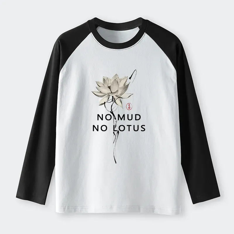 Kyoto-Lion Japanese Zen Lotus Raglan Long Sleeve T-shirt