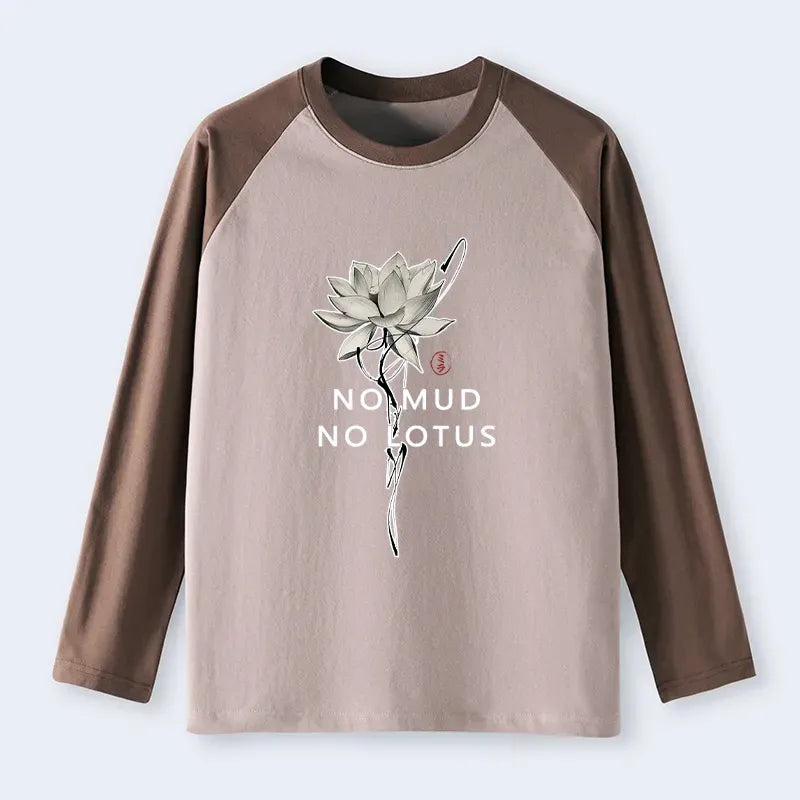 Kyoto-Lion Japanese Zen Lotus Raglan Long Sleeve T-shirt