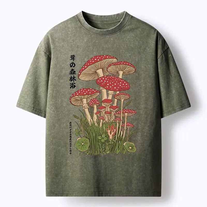 Japanese Woodblock Print Washed Tee Daily Wear