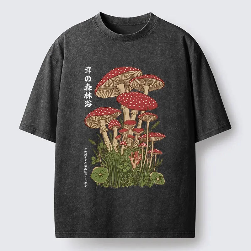 Japanese Woodblock Print Washed Tee Daily Wear