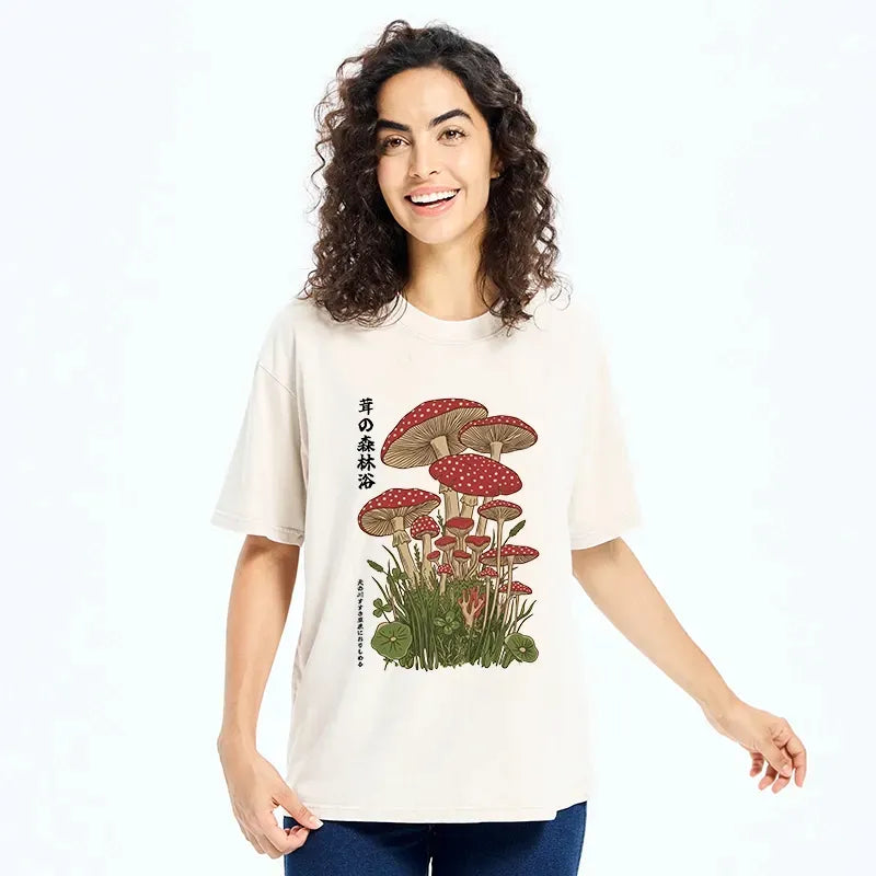 Japanese Woodblock Print Washed Tee Daily Wear