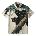 Kyoto-Lion Three Shocked Cats On A Branch Button-up Shirt