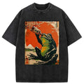 Kyoto-Lion Frog Drinking Beer Washed T-Shirt