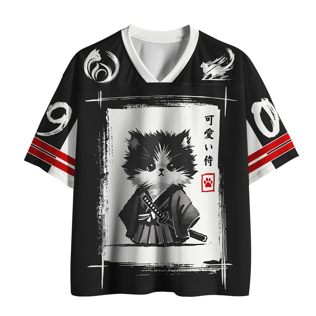 Kyoto-Lion 'Kawaii Samurai' Fluffy Cat Mesh Jersey