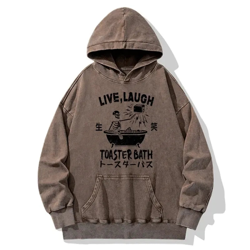 Kyoto-Lion Funny Electric Shock Skeleton Washed Hoodie