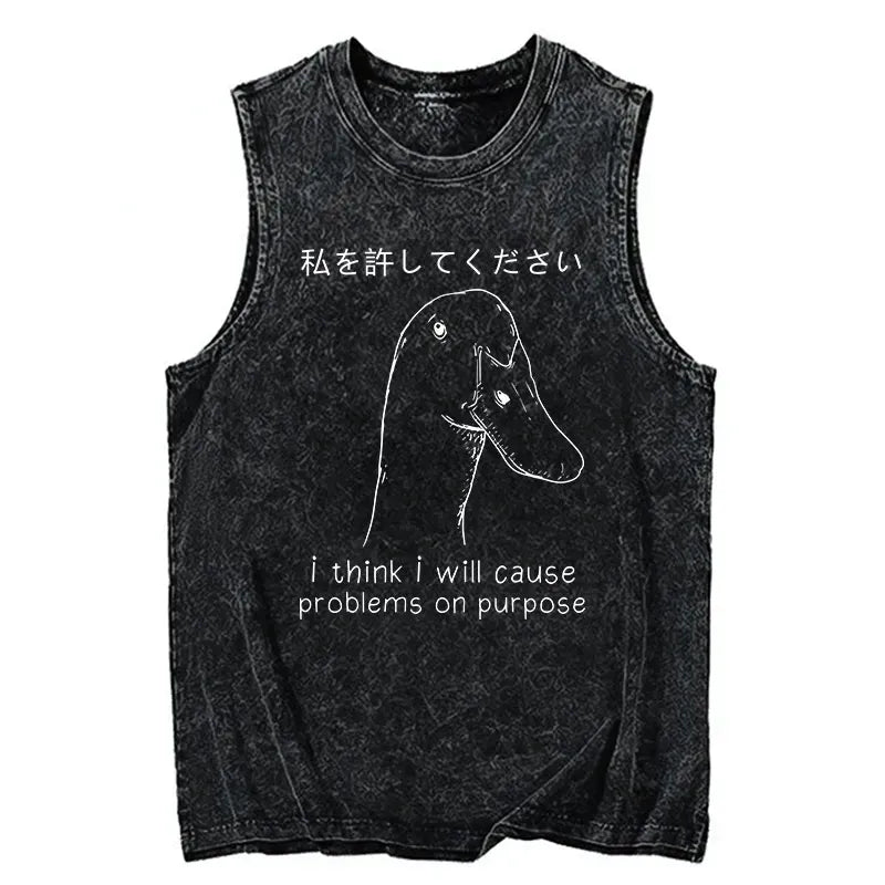 japanese style funny goose tank top