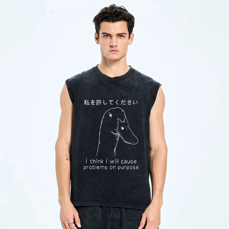 sarcastic goose washed tank top