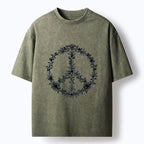 Retro Japanese flower peace sign tee comfortable