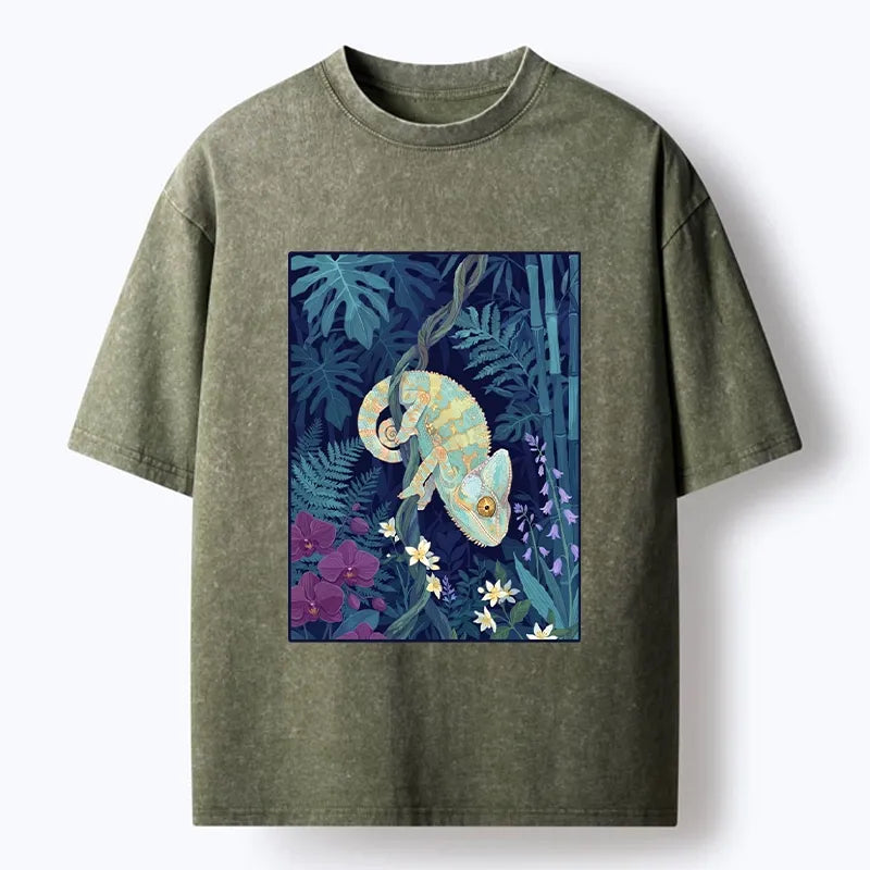 Kyoto-Lion Jungle Chameleon Washed T-Shirt