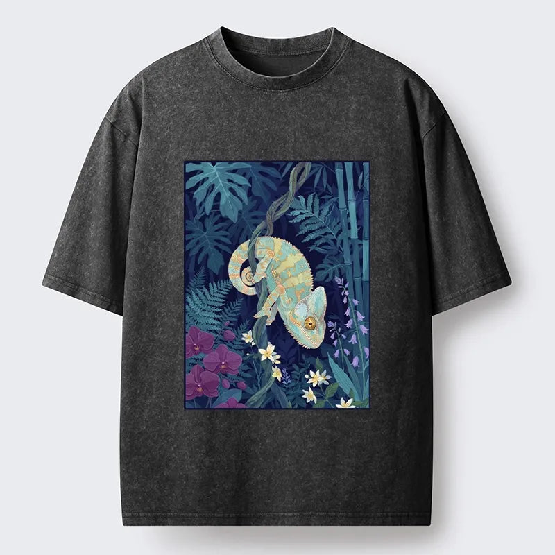 Kyoto-Lion Jungle Chameleon Washed T-Shirt