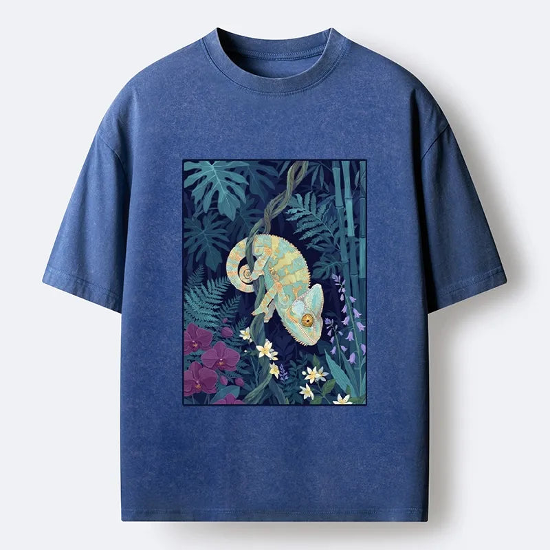 Kyoto-Lion Jungle Chameleon Washed T-Shirt