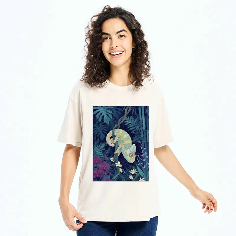 Kyoto-Lion Jungle Chameleon Washed T-Shirt