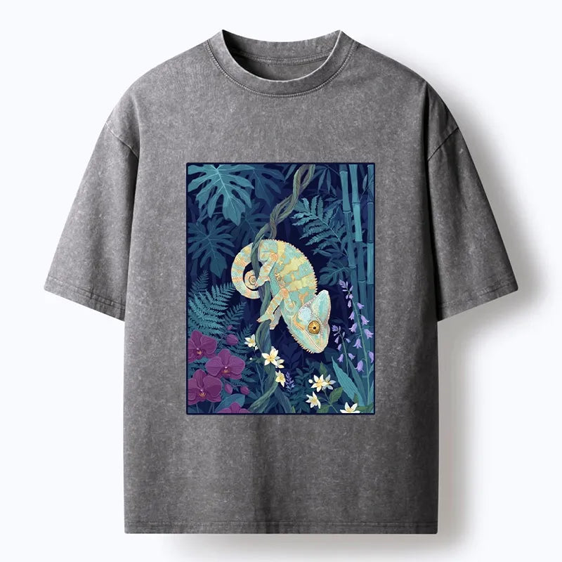 Kyoto-Lion Jungle Chameleon Washed T-Shirt