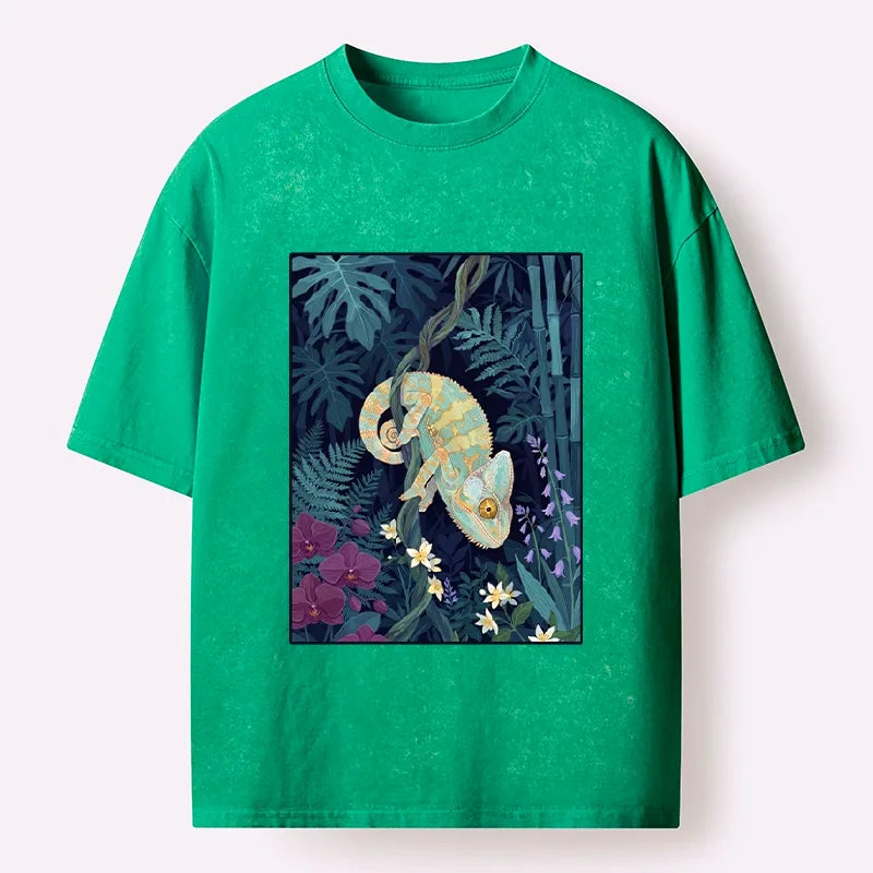 Kyoto-Lion Jungle Chameleon Washed T-Shirt