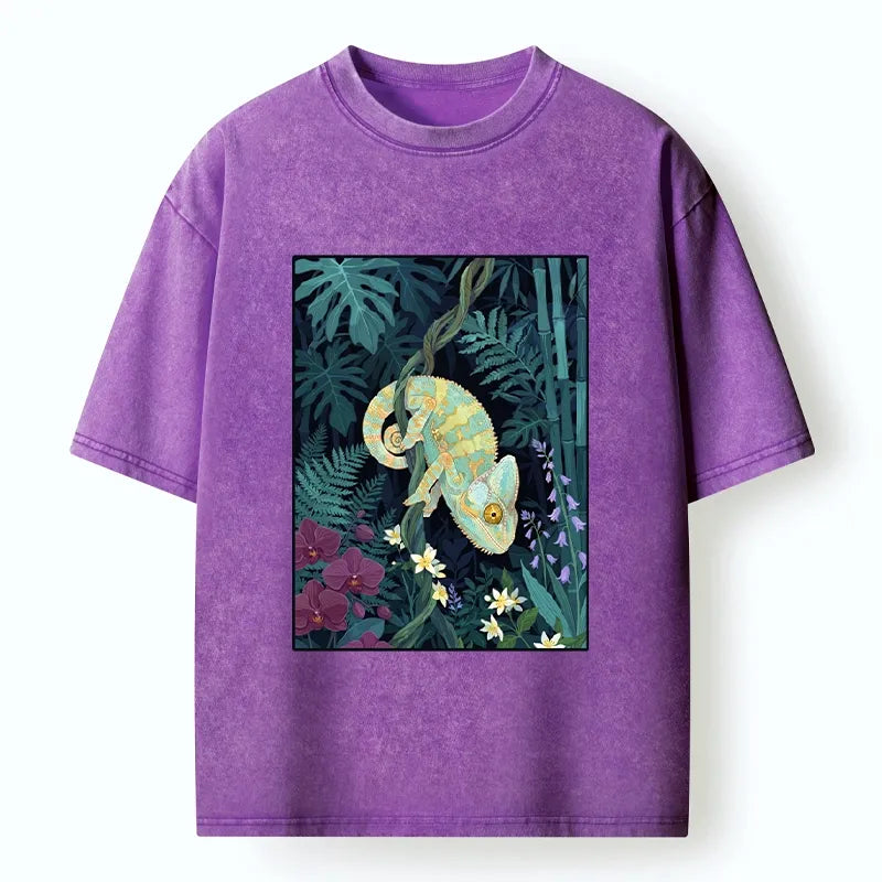 Kyoto-Lion Jungle Chameleon Washed T-Shirt