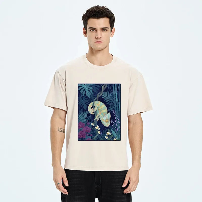 Kyoto-Lion Jungle Chameleon Washed T-Shirt