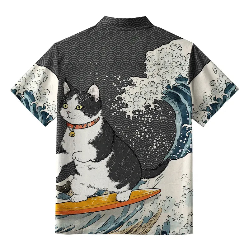 Kyoto lion surfing cat shirt limited edition